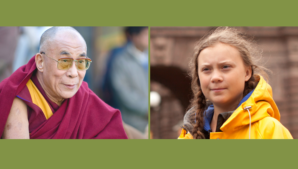 faces of His Holiness the Dalai Lama and Greta Thunberg